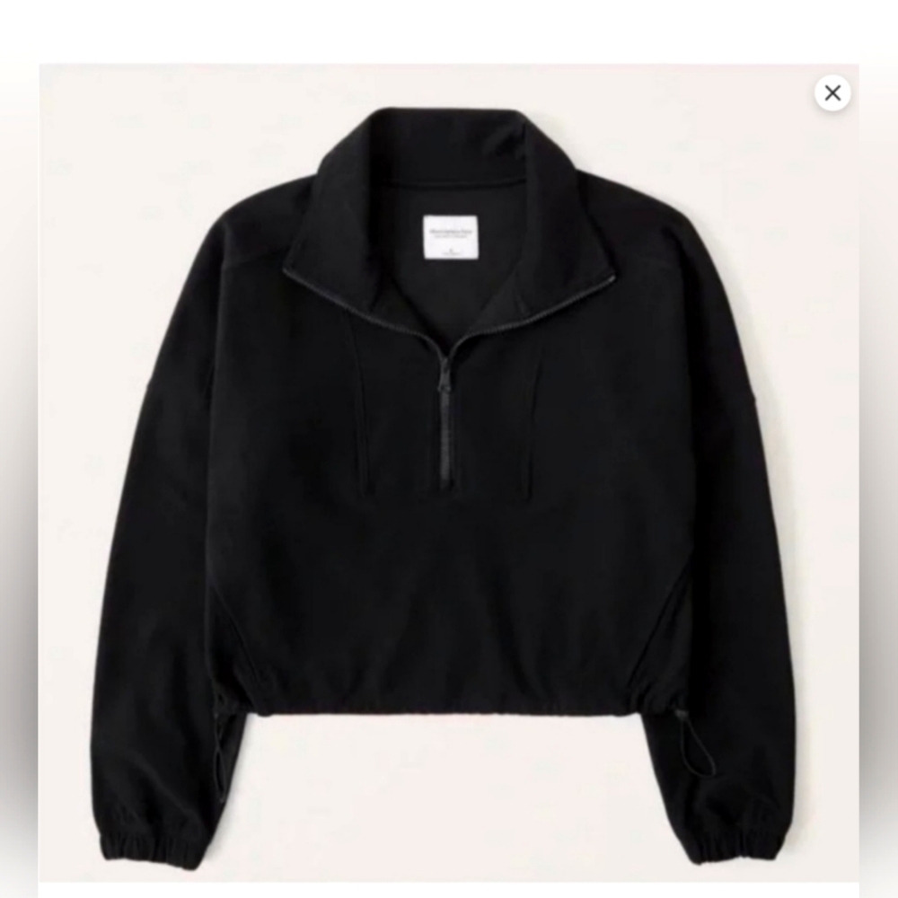 Abercrombie & Fitch Soft Af Black Cinched  Half-Zip Sweatshirt Size Med Crewneck